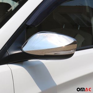 Hyundai Accent Mirror Cover - Omac - With Indicator S.Steel - Gloss Silver - '10-'17